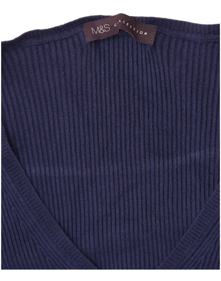 MARKS & SPENCER Pull col en V pour femme UK 10 Small Bleu marine