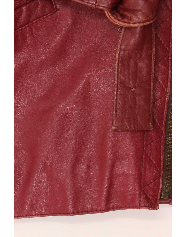 veste de motard en cuir surdimensionnée femme vintage EU 38 Bourgogne moyen