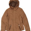 Zara Veste matelassée à capuche pour femme UK 14 Polyester beige moyen