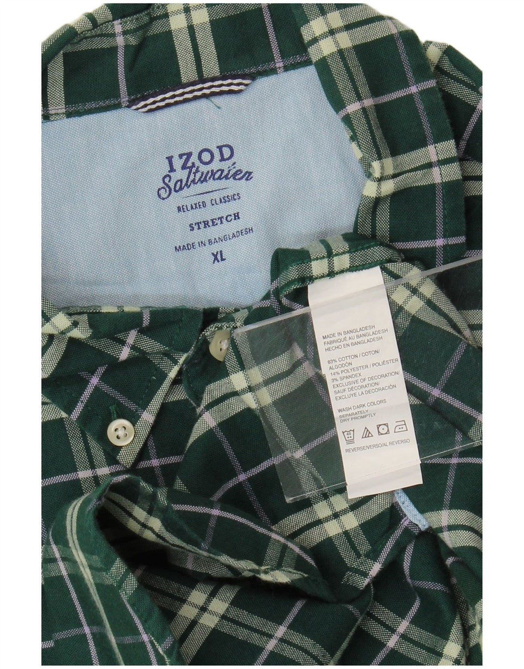 Izod Chemise Stretch Homme XL Vert Carreaux Coton