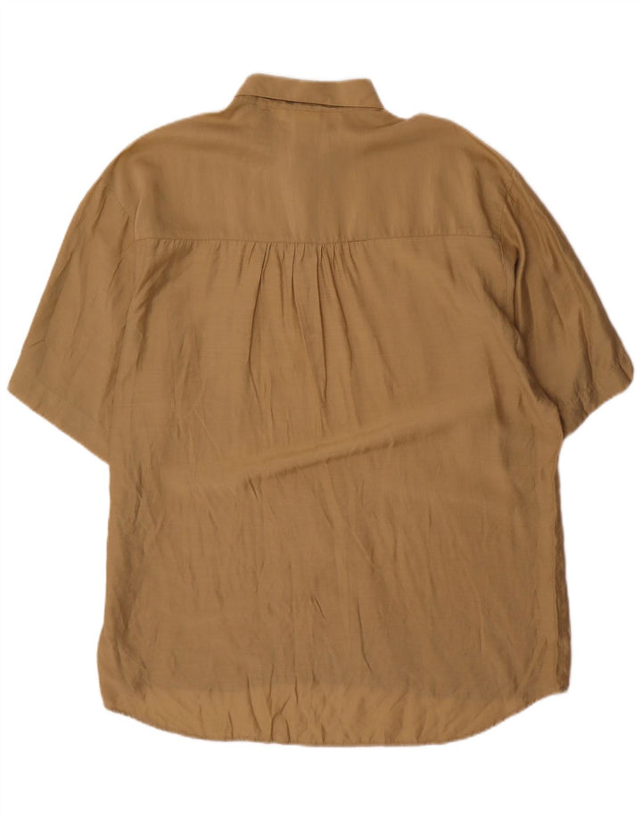vintage Mens Manches Courtes Pull Chemise Grand Coton Beige