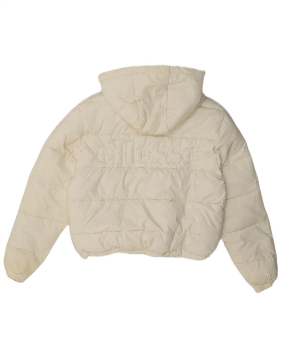 Ellesse Veste matelassée surdimensionnée à capuche pour femme UK 8 Small Off White