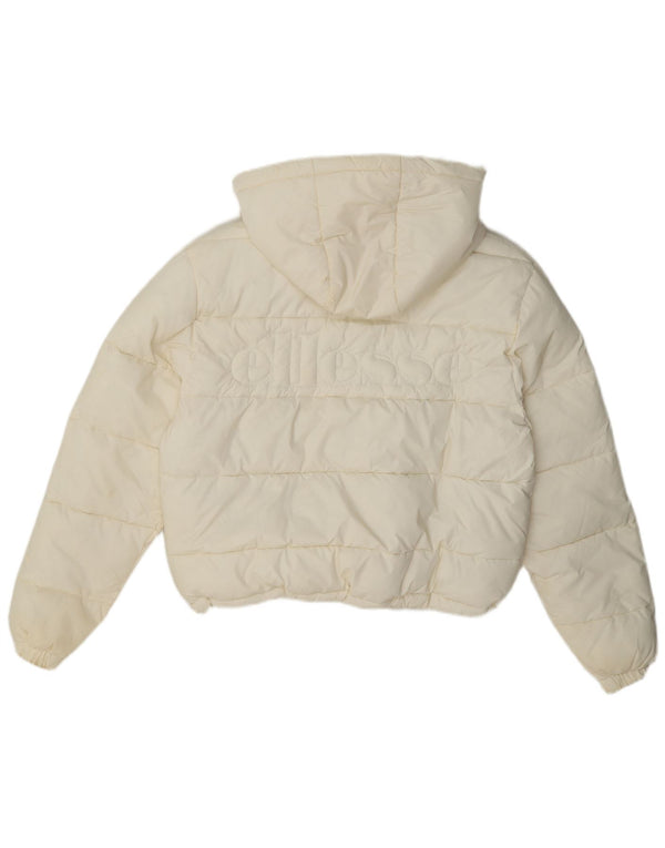 Ellesse Veste matelassée surdimensionnée à capuche pour femme UK 8 Small Off White