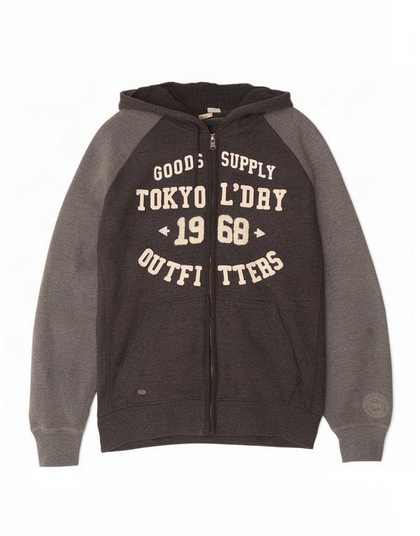 Superdry Pull à capuche graphique zippé pour homme en coton color block grand gris