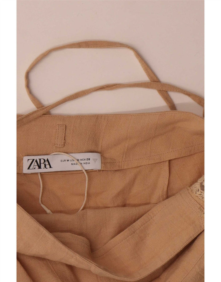 Jupe Portefeuille Zara Femme Medium W30 Coton Beige