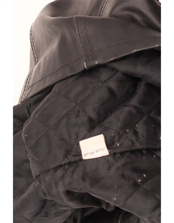Bayside Veste en cuir pour femme UK 10 Small Noir