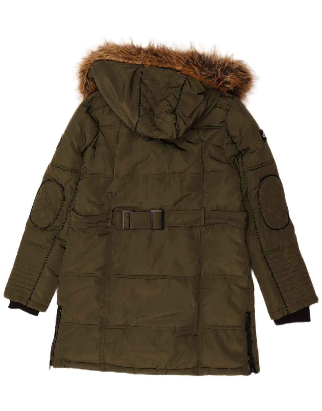 Norvège Veste matelassée à capuche pour femme UK 16 Large Kaki Polyester