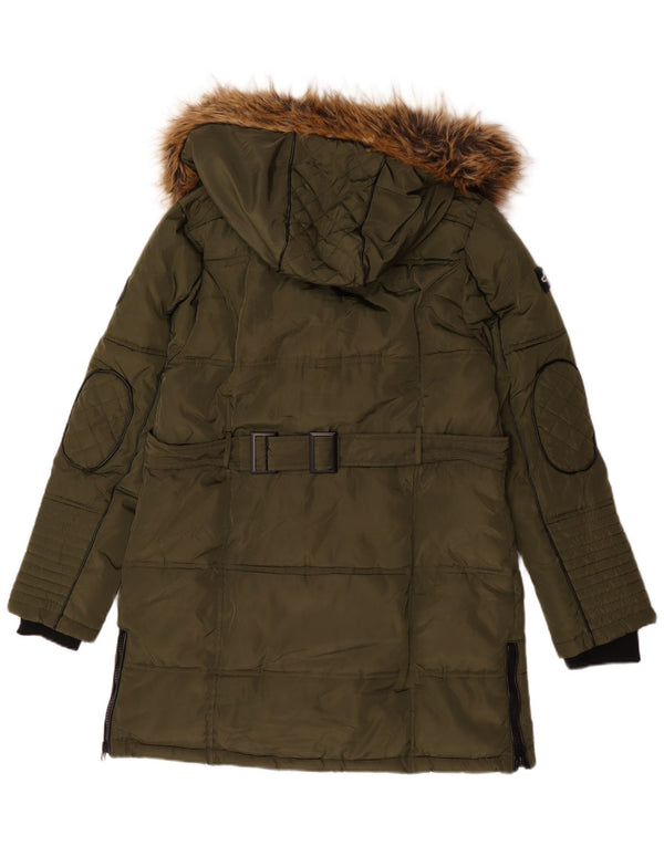 Norvège Veste matelassée à capuche pour femme UK 16 Large Kaki Polyester