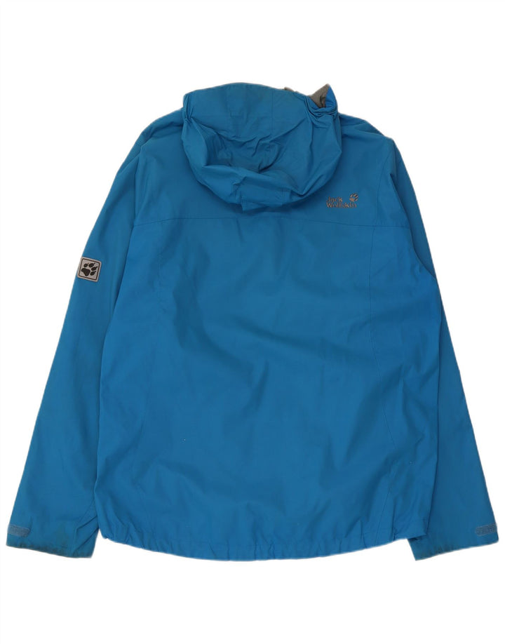 JACK WOLFSKIN Veste de pluie à capuche pour homme UK 40 Large Bleu Polyamide