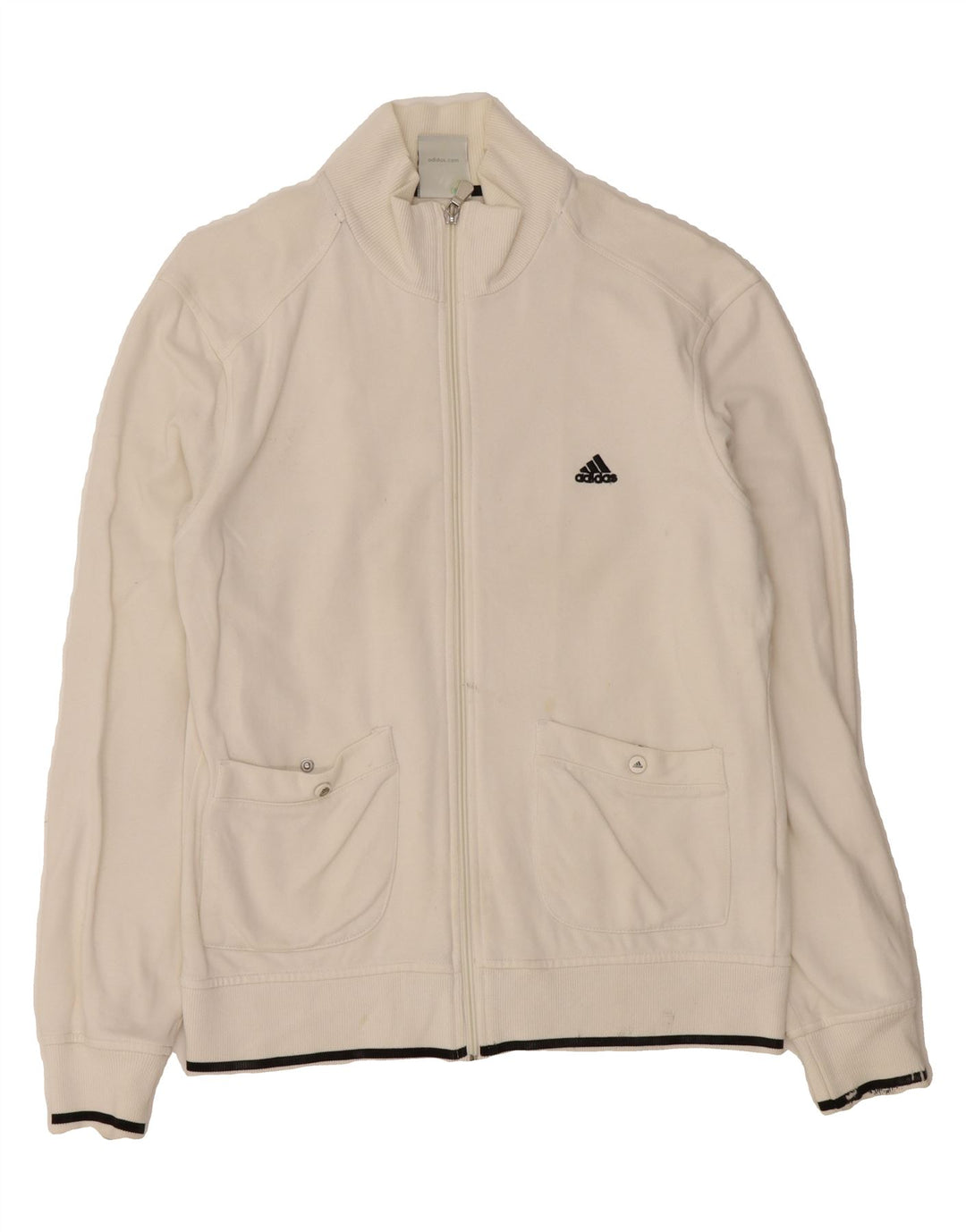ADIDAS Womens Tracksuit Top Jacket UK 38/40 Medium White Cotton Vintage Adidas and Second-Hand Adidas from Messina Hembry 