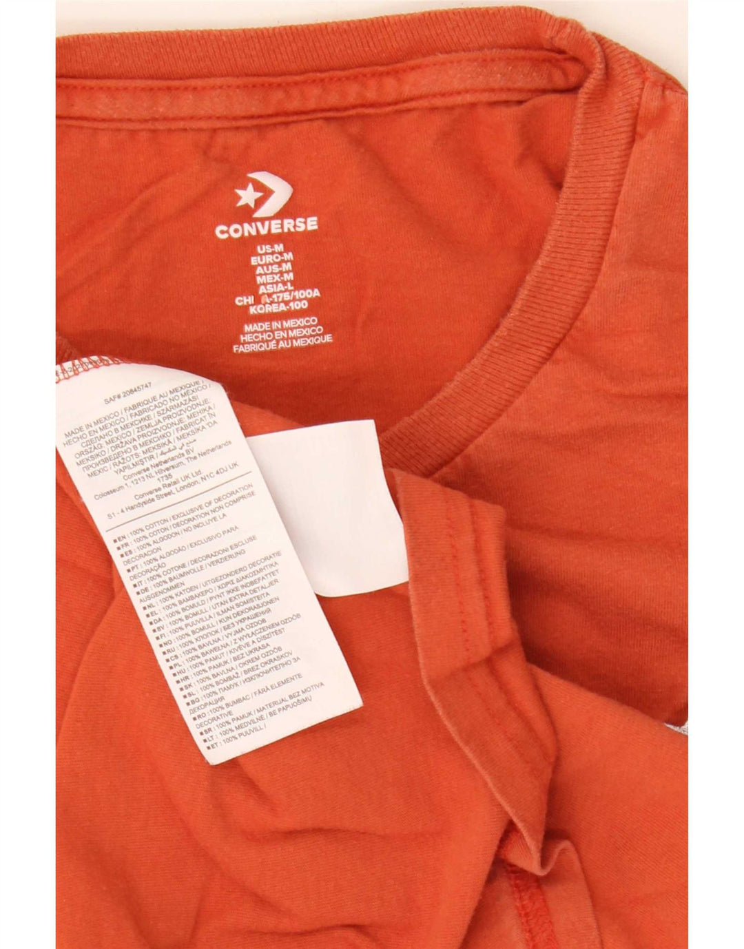 Converse T-Shirt Homme Orange Moyen Coton