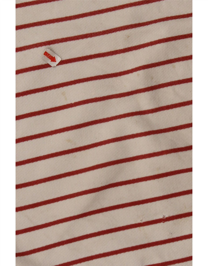 FAT FACE Haut Femme Manches Longues UK 8 Petit Coton Rayé Blanc Cassé