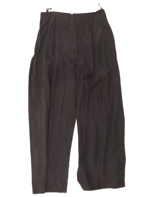 vintage Womens Pegged Cropped Pantalon UK 12 Moyen W30 L26 Soie Grise