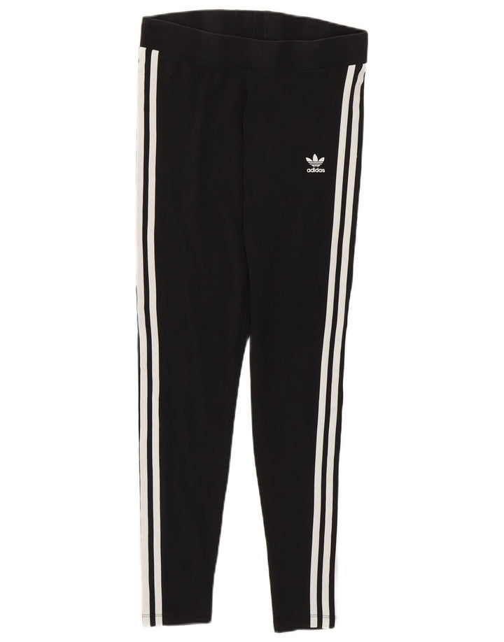 ADIDAS Womens Leggings UK 12 Medium Black Cotton