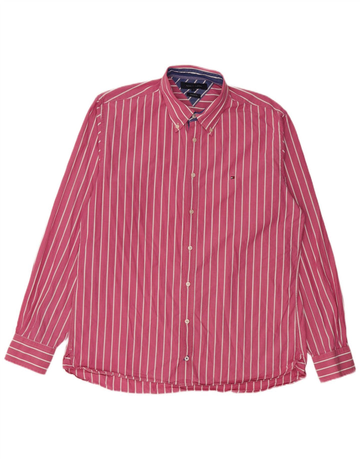 Tommy Hilfiger Chemise sur mesure pour homme en coton à rayures roses