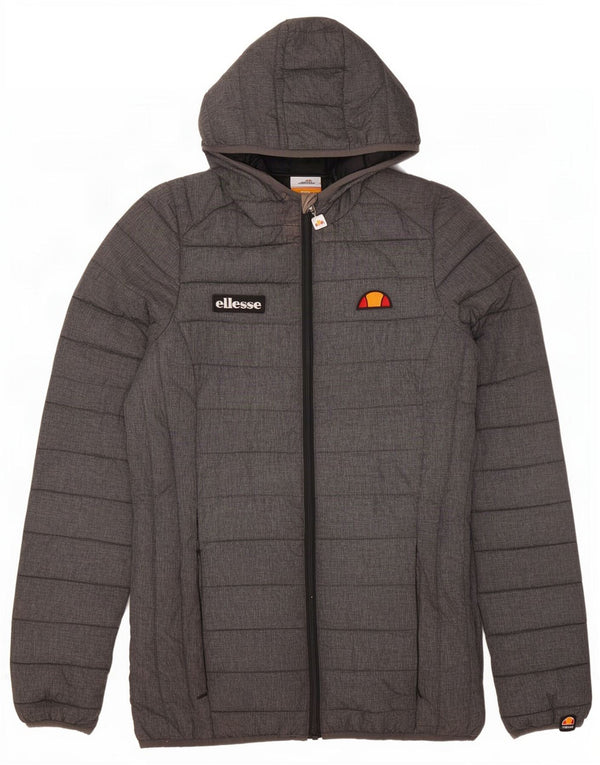 Ellesse Veste matelassée à capuche pour femme UK 8 Small Gris Polyester