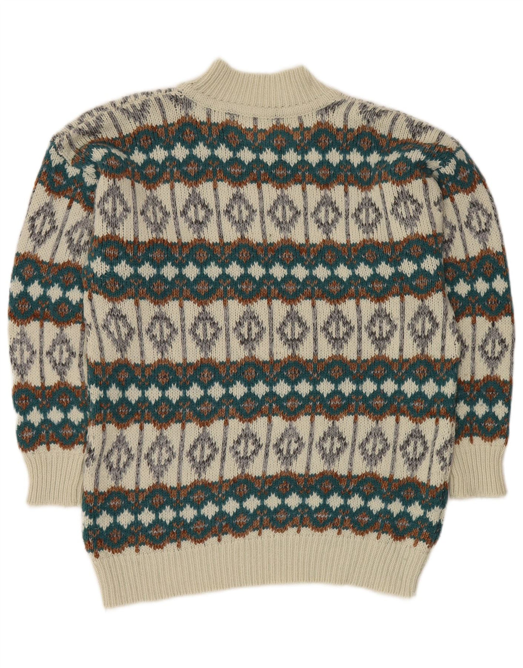 VINTAGE Pull col roulé pour homme Blanc moyen Fair Isle