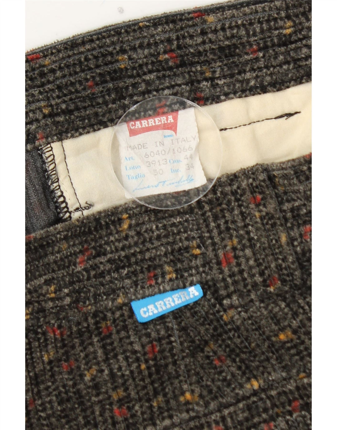 CARRERA Pantalon Taille Haute En Velours Côtelé Femme IT 50 Large W34 L27 Gris