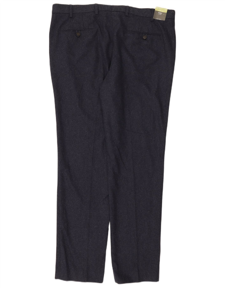 Marks & Spencer Pantalon Chino Slim Homme W40 L33 Bleu Marine Laine