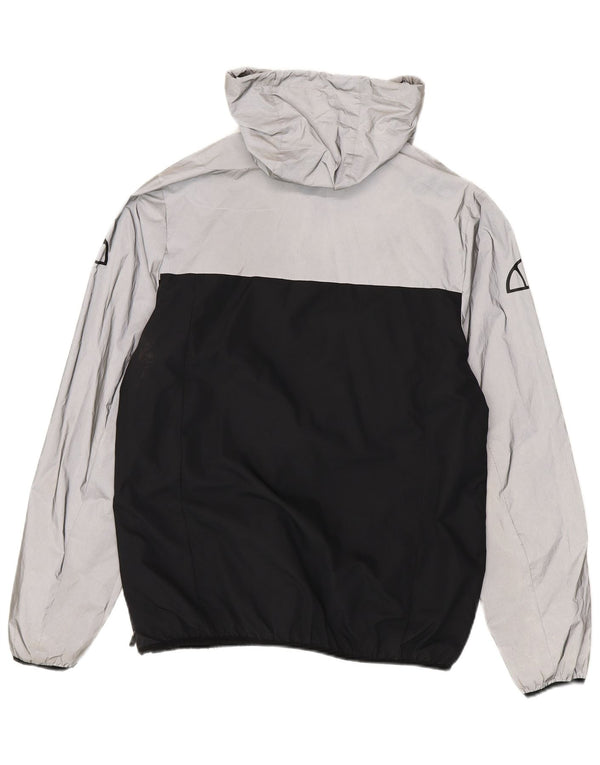 Ellesse Veste de pluie à capuche graphique pour homme UK 40 Large Noir Colourblock