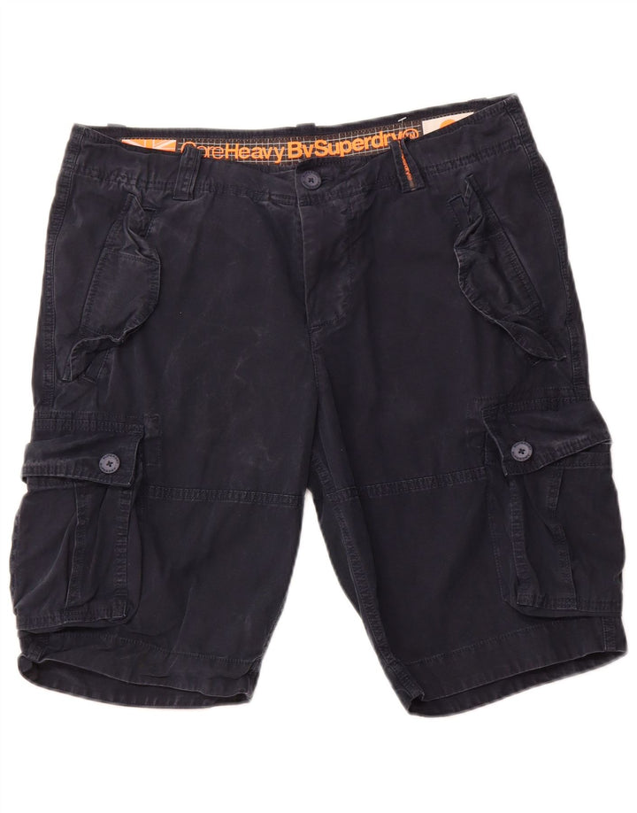 SUPERDRY Short Cargo Homme XL W38 Bleu Marine Coton