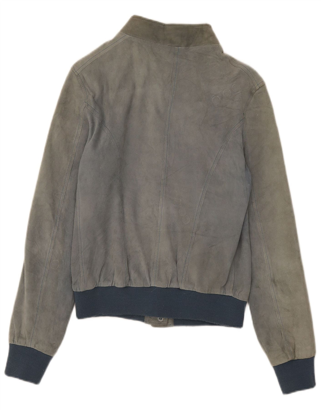 Emanuele Curci Blouson Bomber En Daim Femme IT 44 Gris Moyen Colourblock