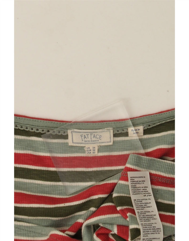 Fat Face Chemisier court pour femme UK 24 4XL Coton rayé vert
