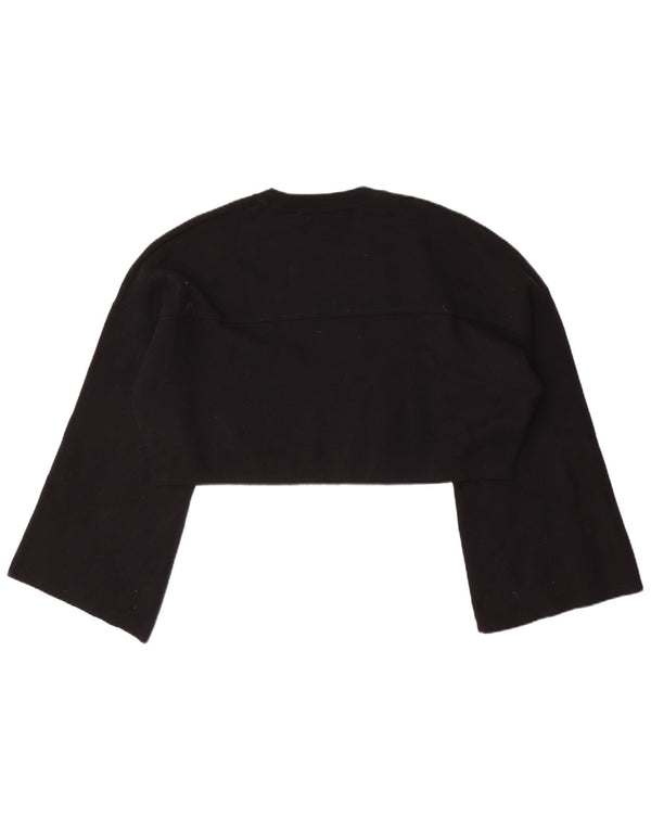 Zara Pull court surdimensionné à col rond pour femme UK 16 Large Noir