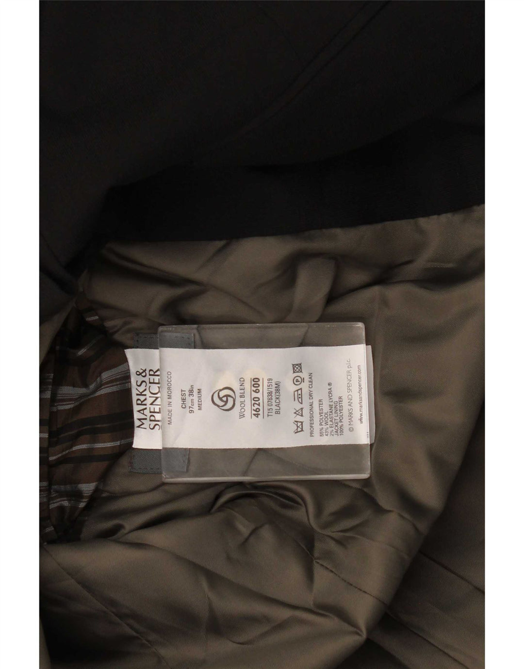 Marks & Spencer Veste blazer à 3 boutons pour homme UK 38 Noir moyen Polyester
