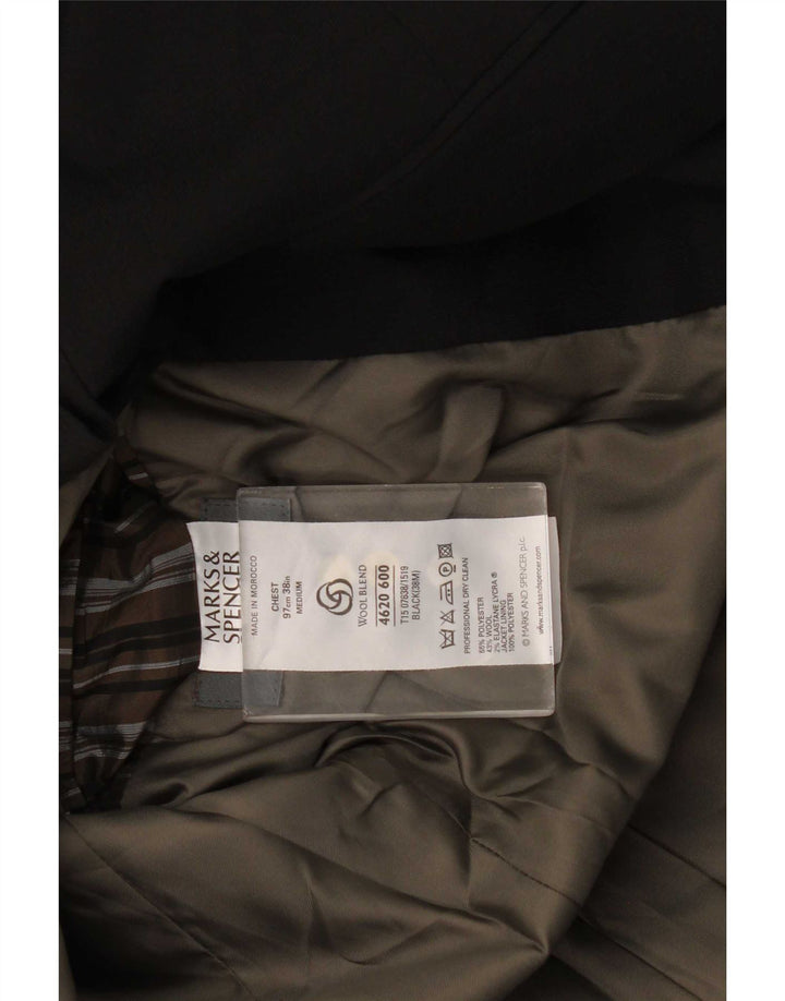 Marks & Spencer Veste blazer à 3 boutons pour homme UK 38 Noir moyen Polyester