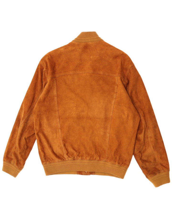 vintage Mens Suede Bomber Jacket IT 52 Grand Cuir Beige