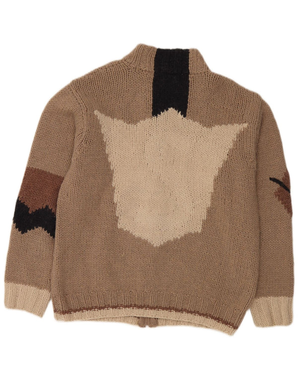 Fatto a Mano Cardigan entièrement zippé pour homme en laine color block beige