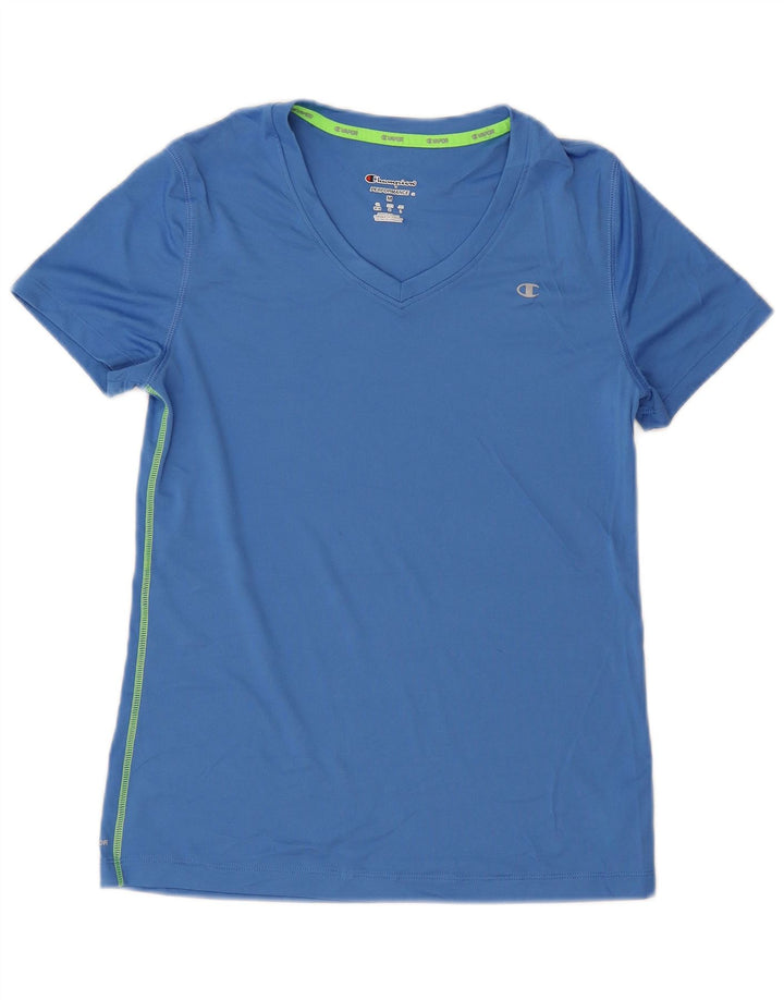 CHAMPION T-Shirt Femme Top UK 14 Bleu Moyen Polyester