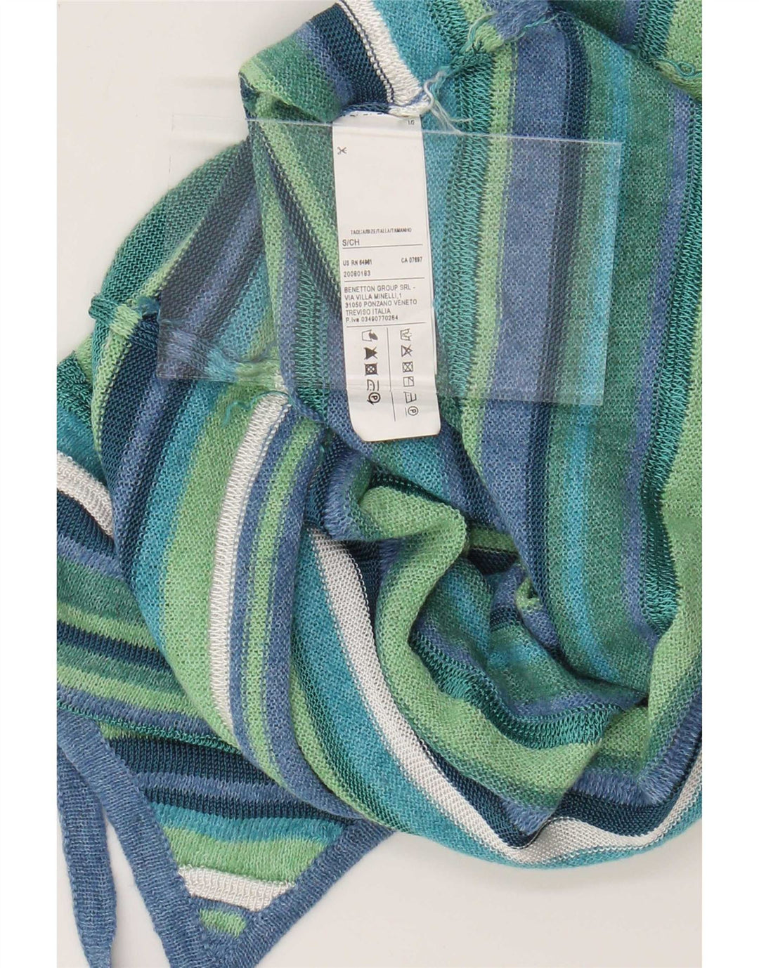 Benetton Femme Cami Top UK 10 Petite Viscose Rayée Multicolore