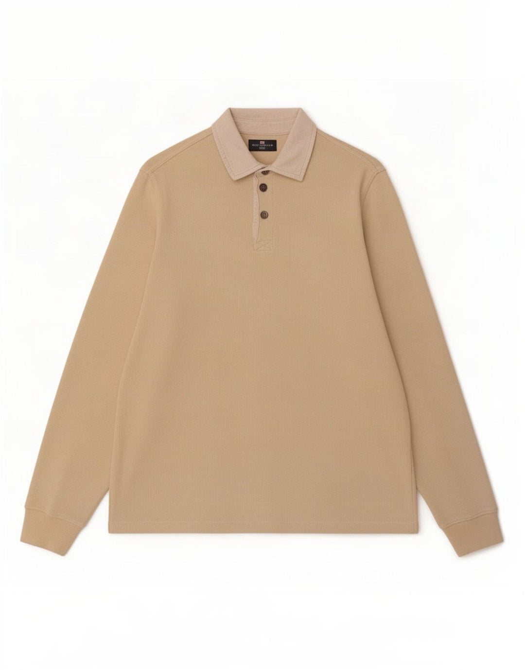 Marks & Spencer Polo à Manches Longues Homme Coton Beige Moyen