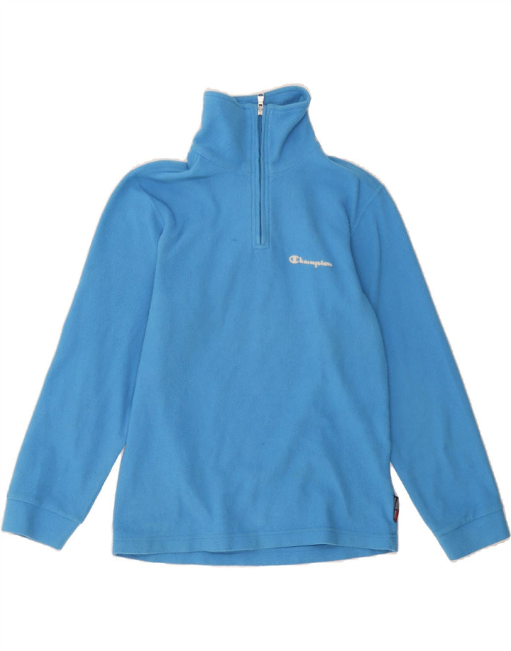CHAMPION Boys Zip Neck Fleece Jumper 11-12 Years Large Blue Polyester Vintage Champion and Second-Hand Champion from Messina Hembry 