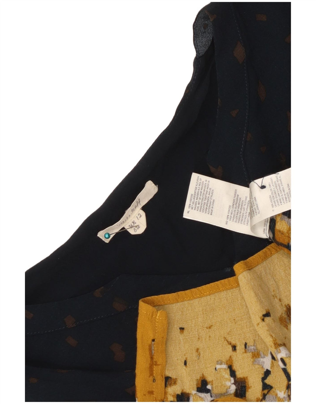Robe droite à manches 3/4 White Stuff pour femme UK 12 Bleu marine moyen géométrique