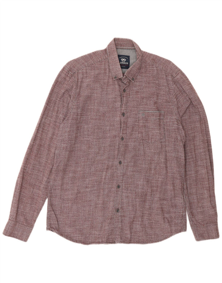 Lerros Chemise Coupe Classique Homme Coton à Carreaux Bordeaux Moyen
