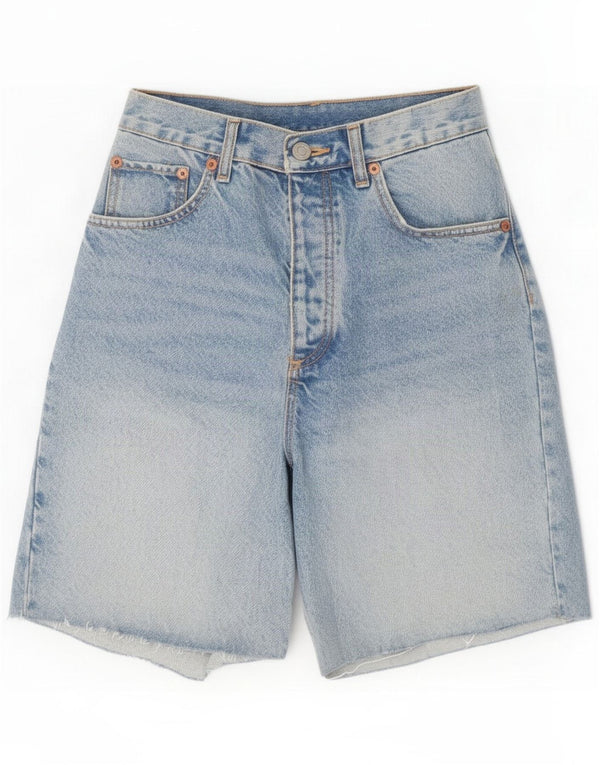 Zara Short en jean taille haute jambe large pour femme EU 38 Small W28 Bleu Coton