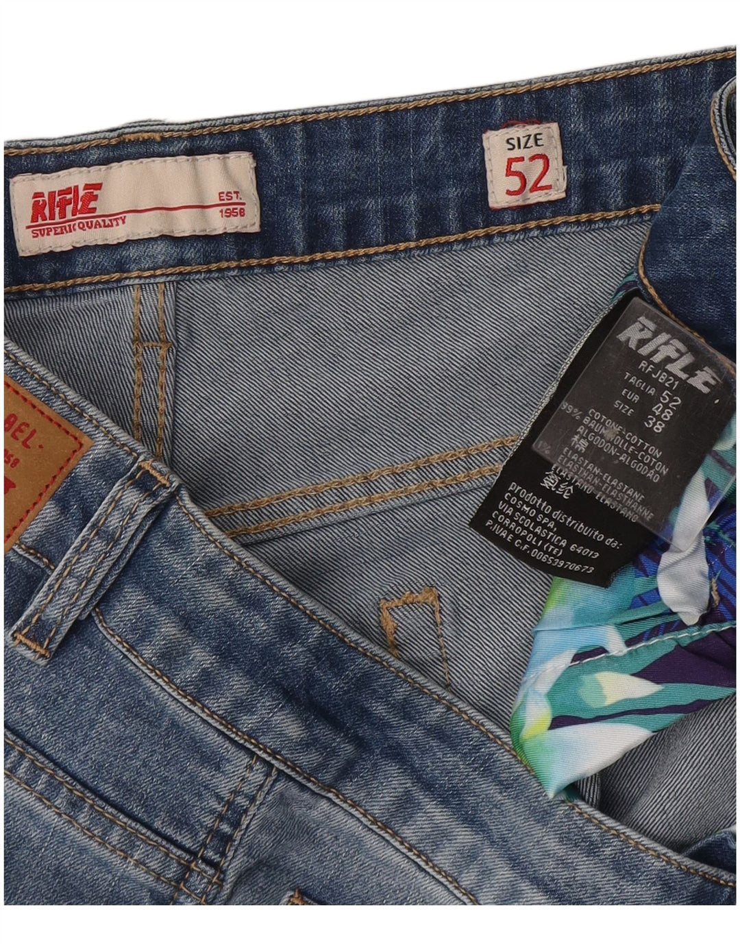 Rifle Short en jean pour homme IT 52 XL W38 Bleu Coton