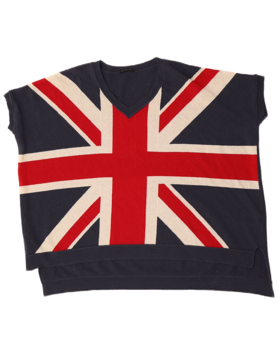 Sisley Femme England Débardeur Oversize Gilet Taille Unique Bleu Laine