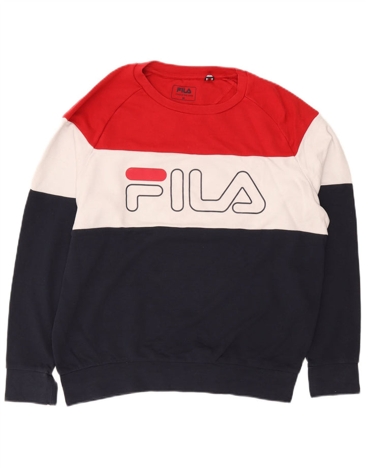 Fila Pull graphique pour homme UK 14 Medium Multicolore Colourblock
