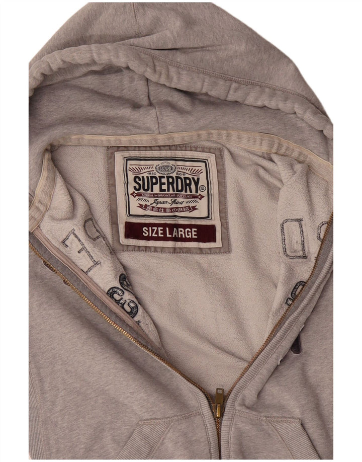 SUPERDRY Pull à capuche zippé graphique pour hommes, grand coton gris