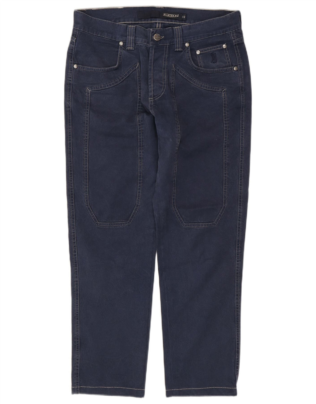 JECKERSON Pantalon Casual Slim Homme W32 L26 Bleu Marine Coton