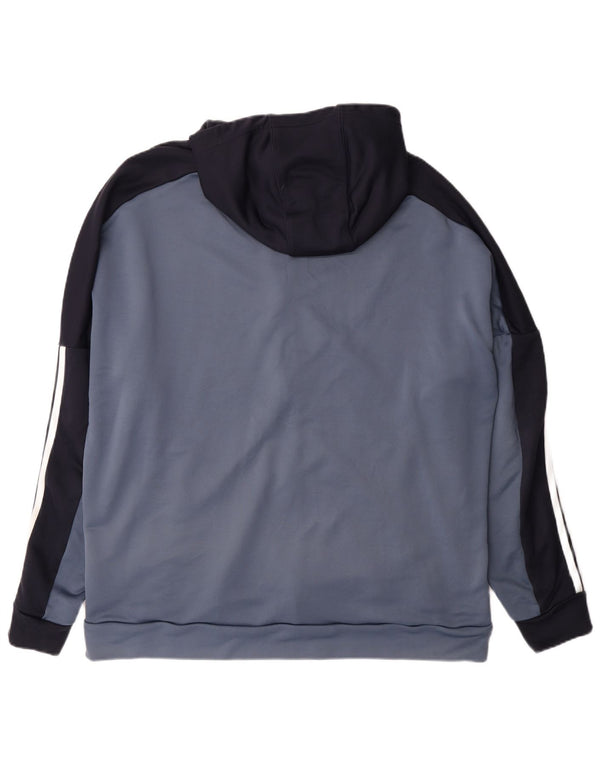 Adidas Pull à capuche zippé pour homme 2XL Bleu Colorblock Polyester Sports
