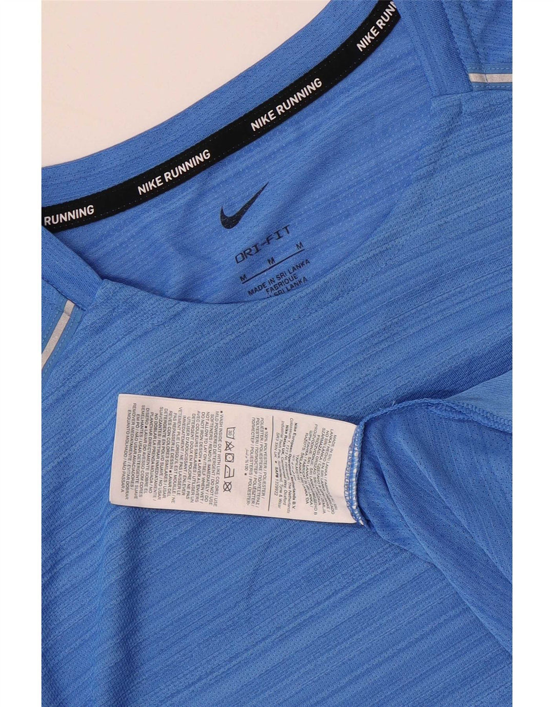 Nike Homme Dri Fit T-Shirt Haut Bleu Moyen Rayé Polyester