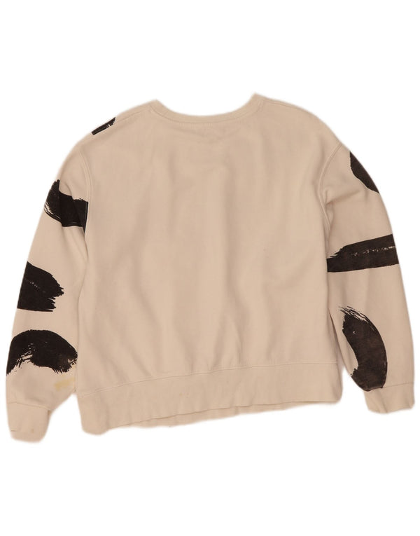 Zara Womens Crop Sweatshirt Jumper UK 14 Medium White Colourblock