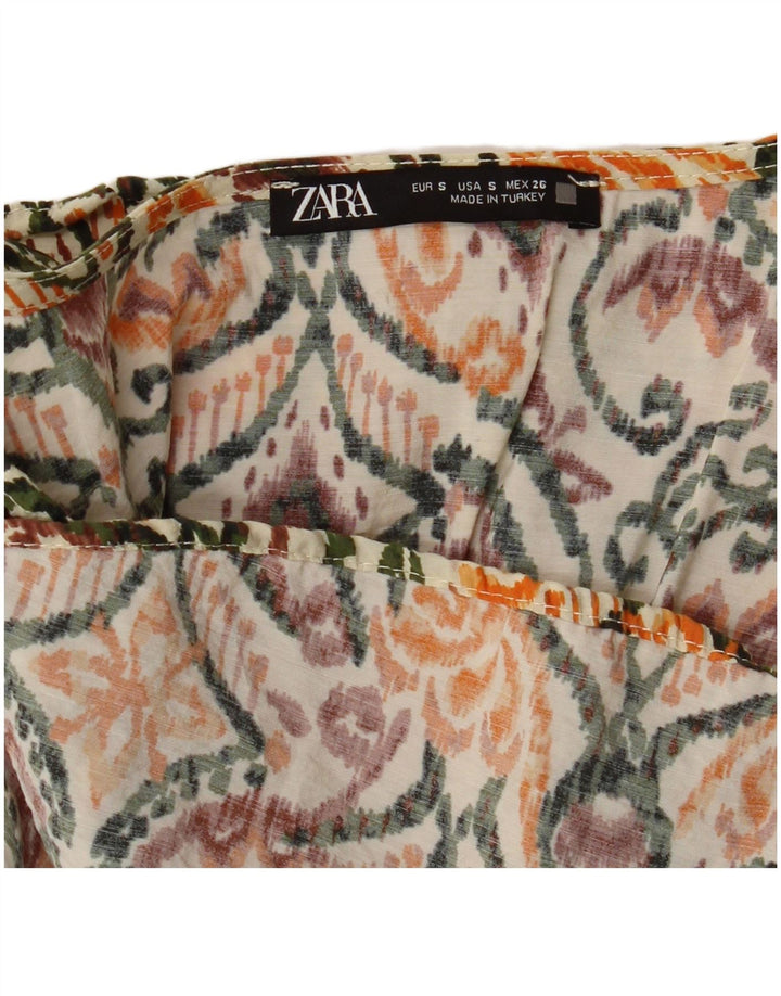 Zara Femme Robe à Volants UK 8 Petit Floral Multicolore