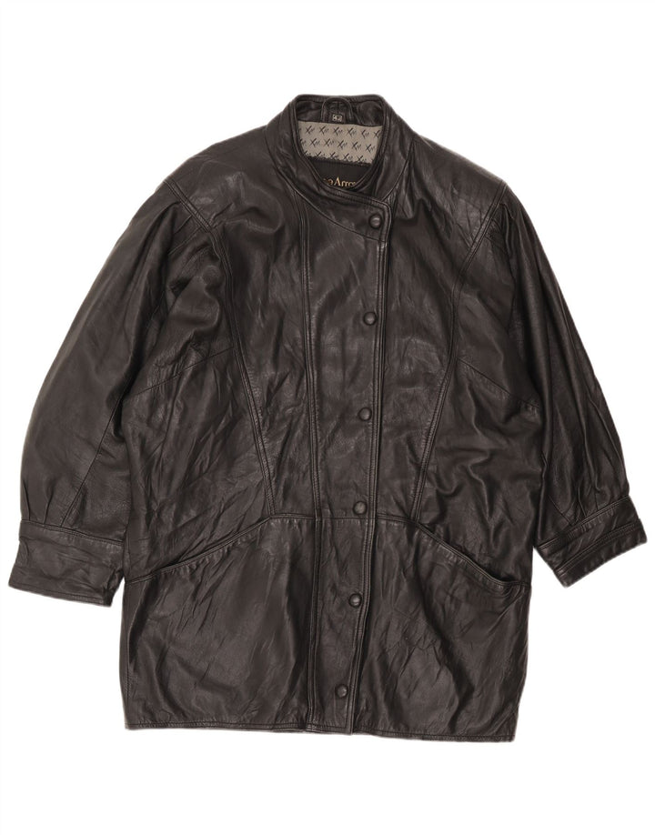 Pierce Arrow Manteau en cuir surdimensionné pour femme EU 42 Grand Noir
