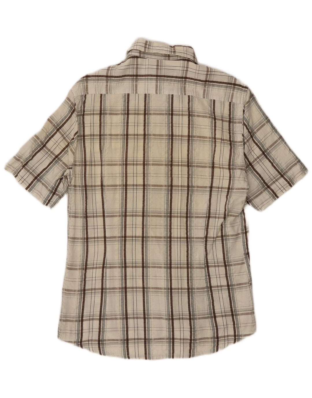 Kappa Chemise à manches courtes homme en coton à carreaux blanc cassé moyen